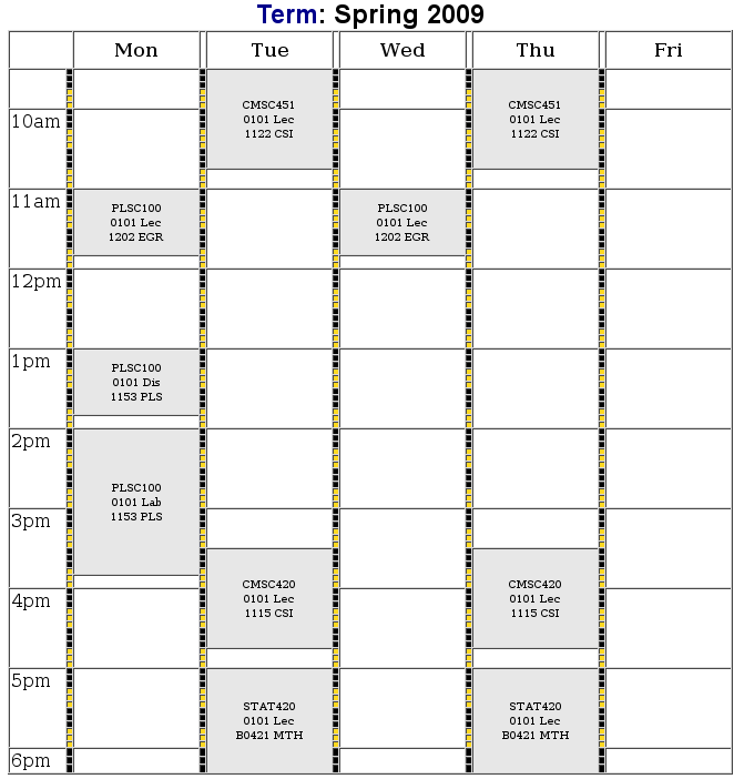 Spring Schedule 2009