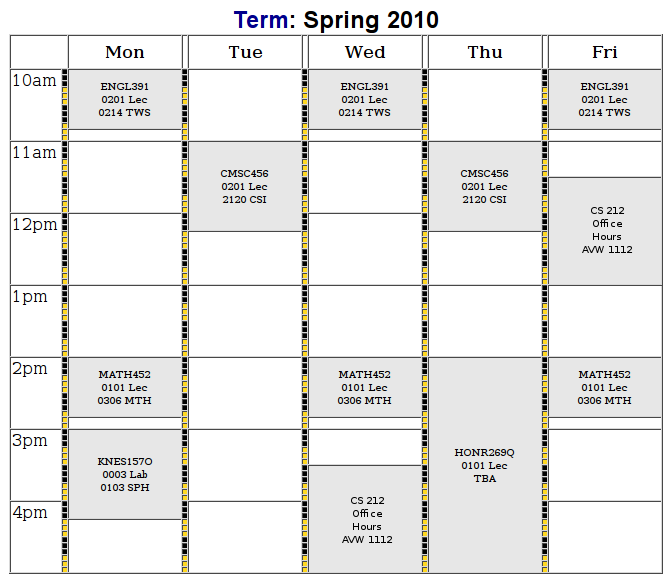 Spring Schedule 2009